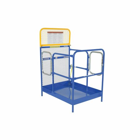 VESTIL Blue/Yellow Steel Work Platform with Double Door Entry 36" x 48" WP-3648-DD